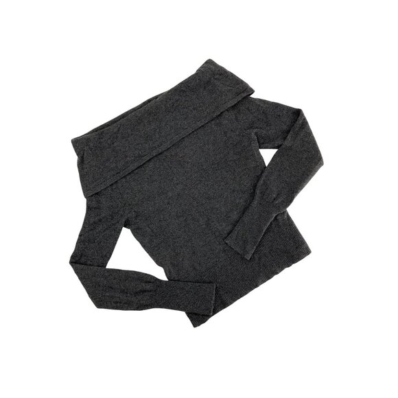 Alice + Olivia Gray Off-Shoulder Cashmere Sweater Womens S preppy classic soft - Picture 5 of 13